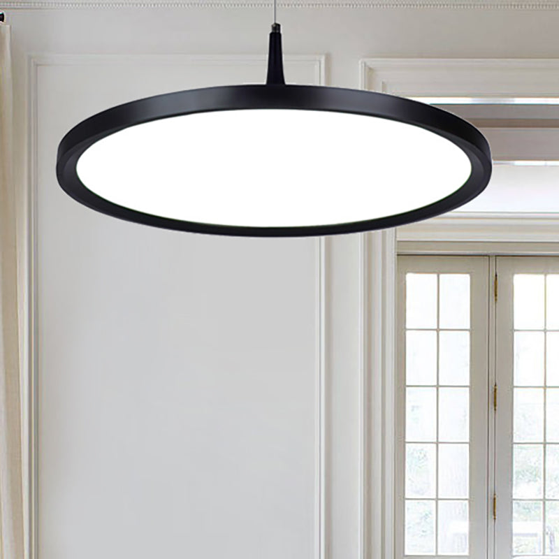 Sleek LED Office Pendant Lamp with Metal Shade - White/Black Ceiling Fixture in Multiple Sizes and Light Options