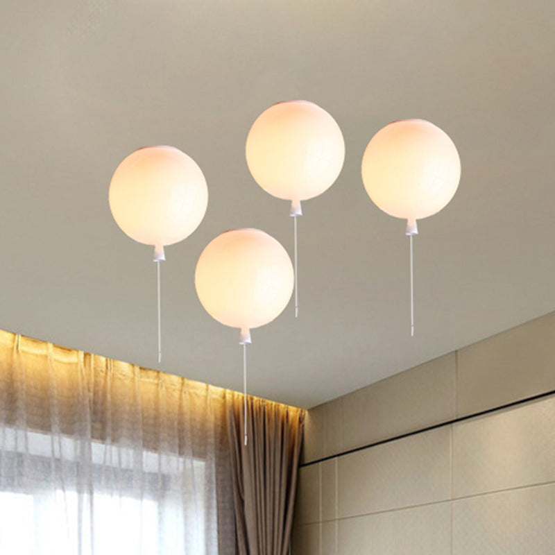 Modernist Style Balloon Shade Suspension Lamp - 8"/10" Width - White Ceiling Lamp for Living Room