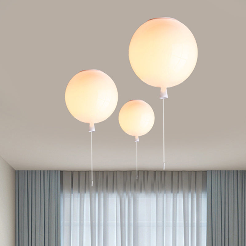 Modernist Style Balloon Shade Suspension Lamp - 8"/10" Width - White Ceiling Lamp for Living Room