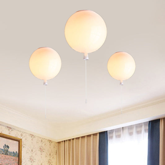Modernist Style Balloon Shade Suspension Lamp - 8"/10" Width - White Ceiling Lamp for Living Room