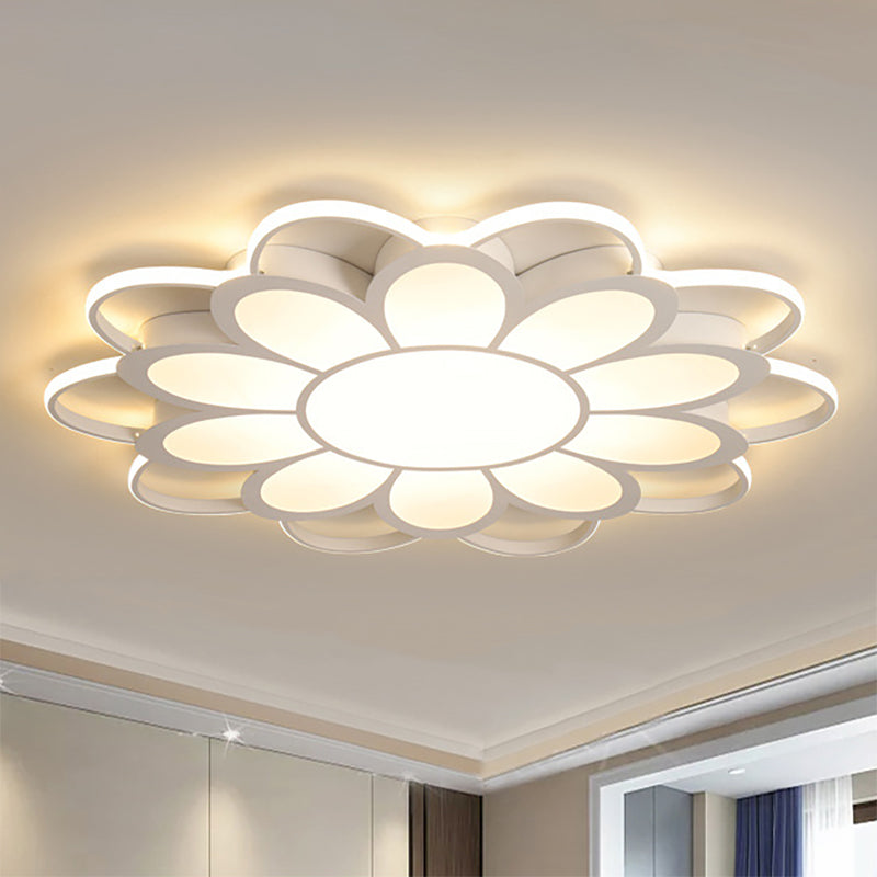 Contemporary LED Ceiling Light: 20.5"/27"/31.5" Dia, White Metal Flush Mount Fixture for Living Room (Warm/White)