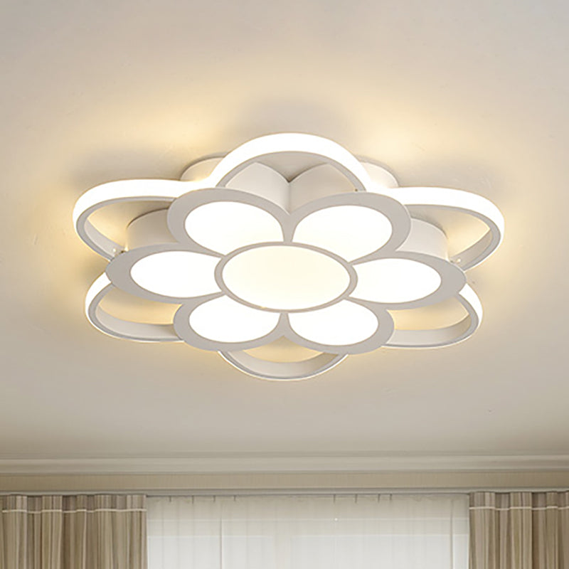 Contemporary LED Ceiling Light: 20.5"/27"/31.5" Dia, White Metal Flush Mount Fixture for Living Room (Warm/White)