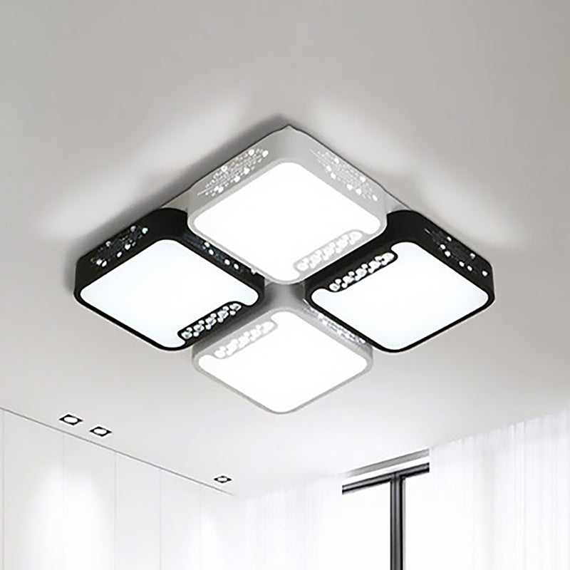 Contemporary Acrylic Flush Pendant Light - LED Black Ceiling Mount for Living Room