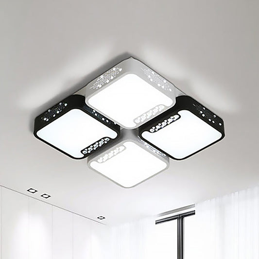 Contemporary Acrylic Flush Pendant Light - LED Black Ceiling Mount for Living Room