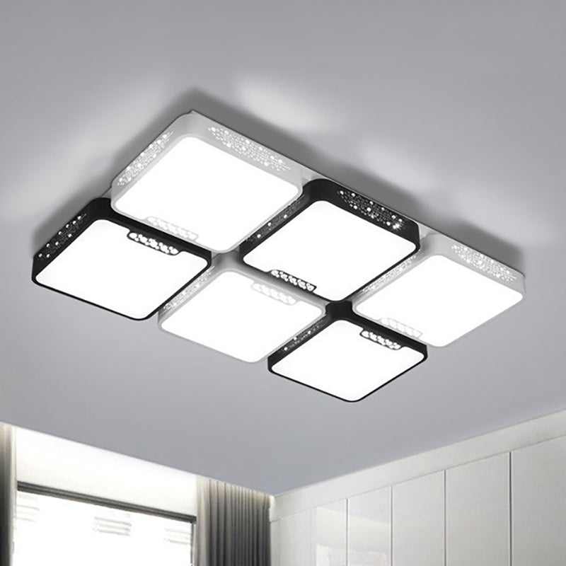 Contemporary Acrylic Flush Pendant Light - LED Black Ceiling Mount for Living Room