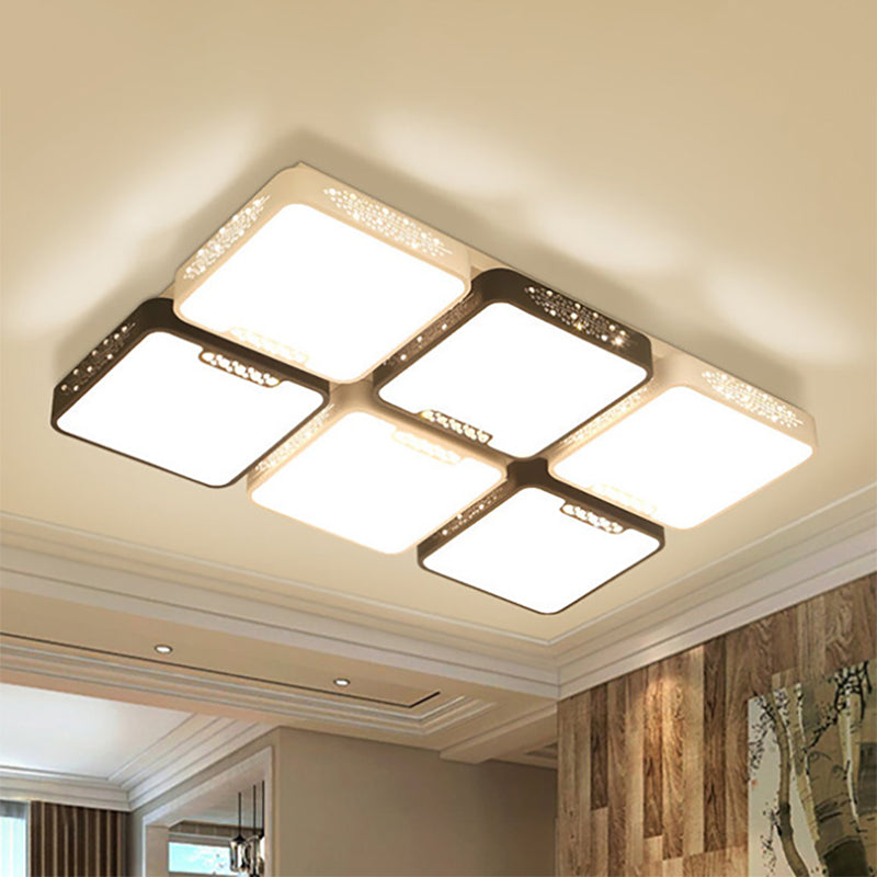 Contemporary Acrylic Flush Pendant Light - LED Black Ceiling Mount for Living Room