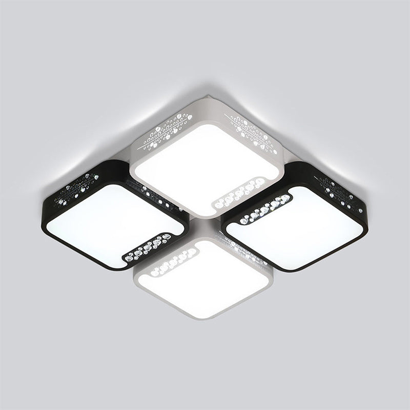 Contemporary Acrylic Flush Pendant Light - LED Black Ceiling Mount for Living Room