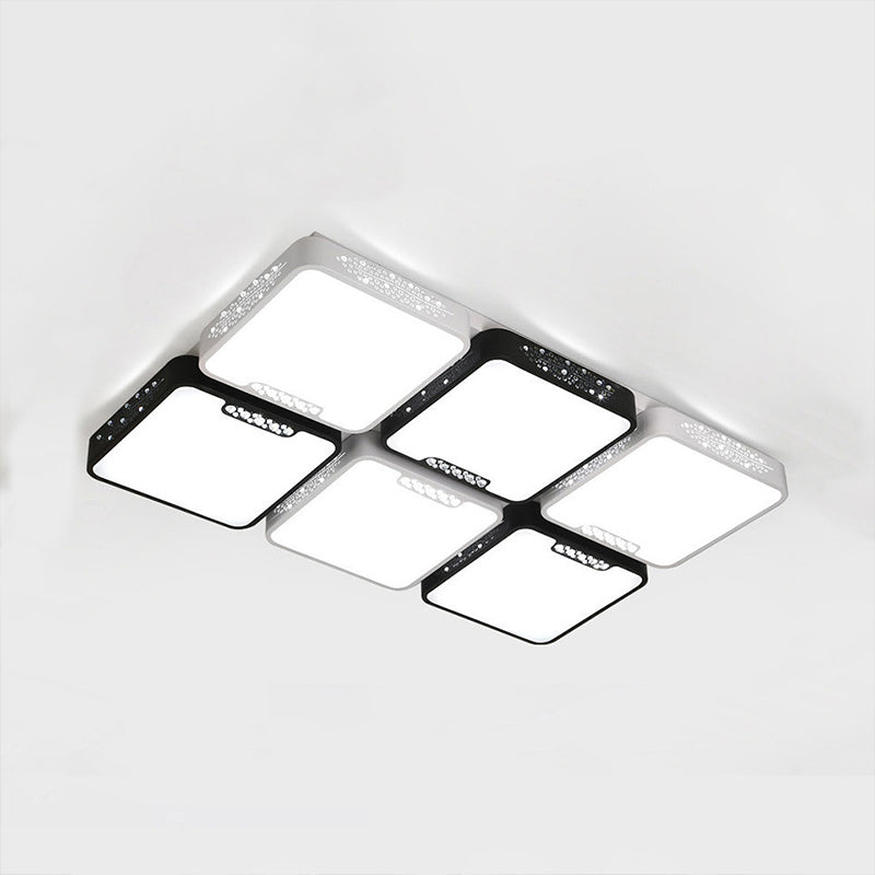 Contemporary Acrylic Flush Pendant Light - LED Black Ceiling Mount for Living Room
