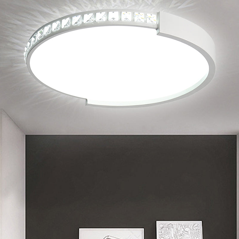 16/19.5/20.5 Wide Crystal Led Flush Mount Ceiling Light For Bedroom And Living Room White / 16.5
