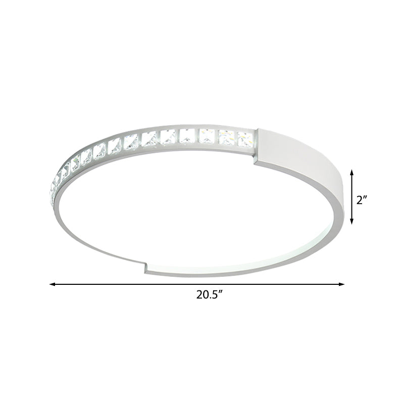 16/19.5/20.5 Wide Crystal Led Flush Mount Ceiling Light For Bedroom And Living Room