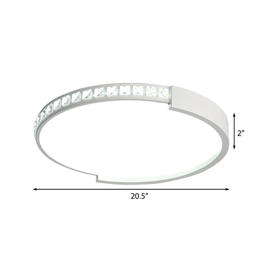 16/19.5/20.5 Wide Crystal Led Flush Mount Ceiling Light For Bedroom And Living Room
