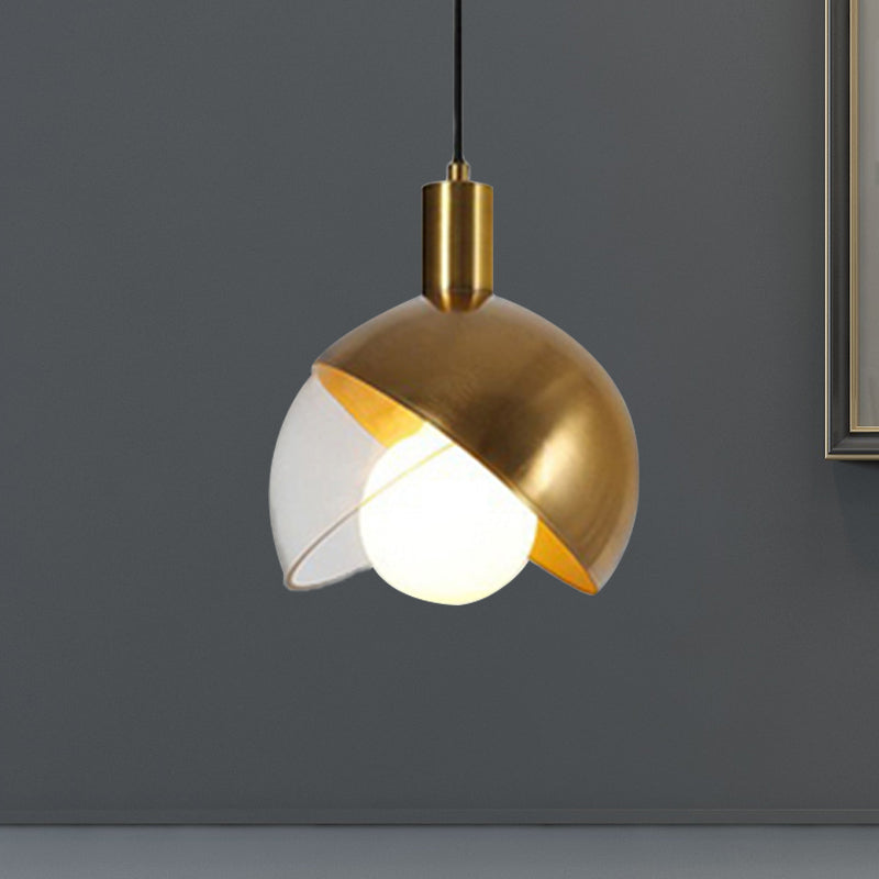 Contemporary Metal Dome Pendant Ceiling Light - Gold With Mobile Shade