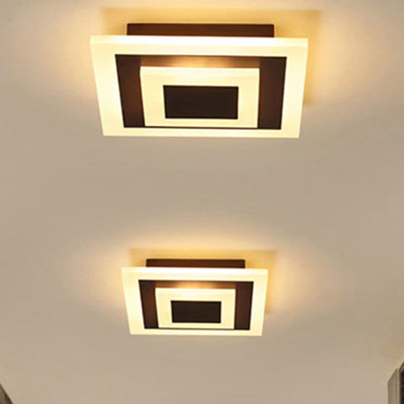 Plafonnier LED carré moderne en acrylique à encastrer - Lampe élégante pour couloirs et cuisines, café et blanc