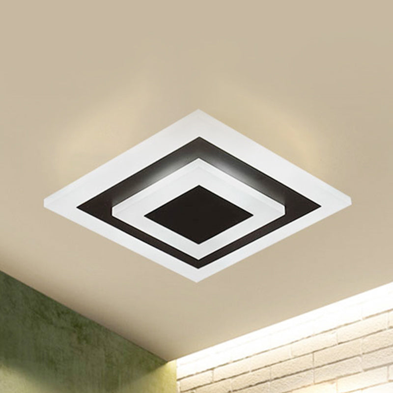 Plafonnier LED carré moderne en acrylique à encastrer - Lampe élégante pour couloirs et cuisines, café et blanc