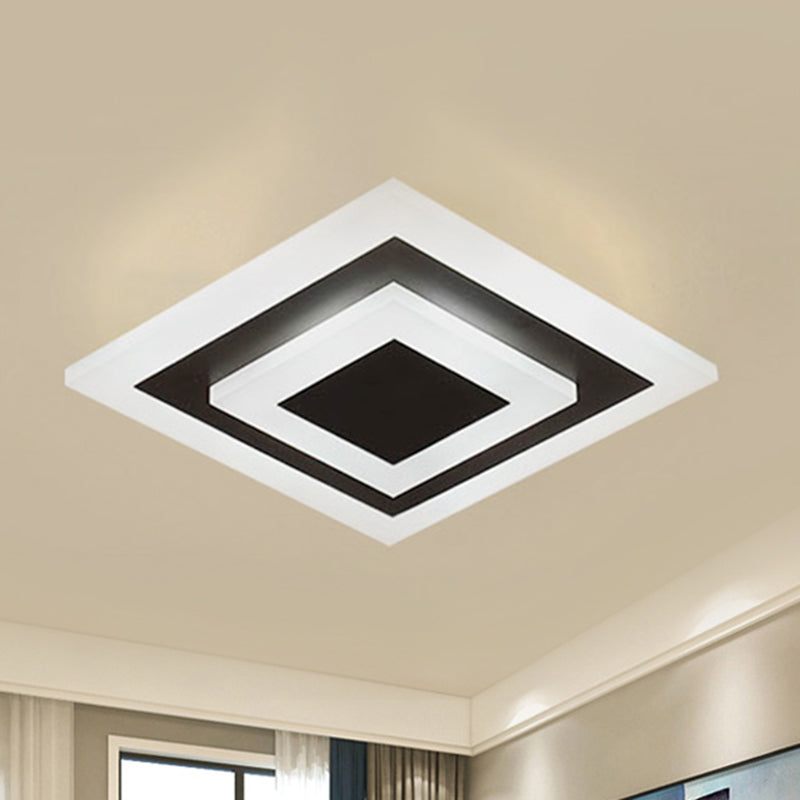 Plafonnier LED carré moderne en acrylique à encastrer - Lampe élégante pour couloirs et cuisines, café et blanc