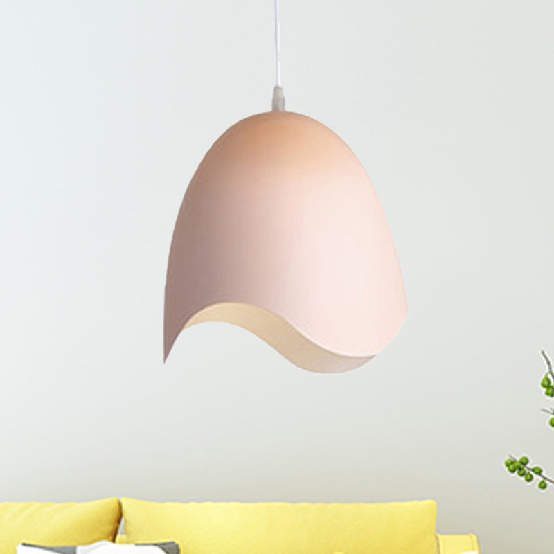 Macaron Metal Pendant Light - 9.5/12 Dia Pink/White/Blue Hanging Lamp Kit Pink / 9.5