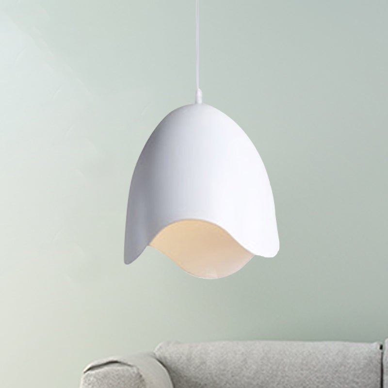 Macaron Metal Pendant Light - 9.5/12 Dia Pink/White/Blue Hanging Lamp Kit White / 9.5