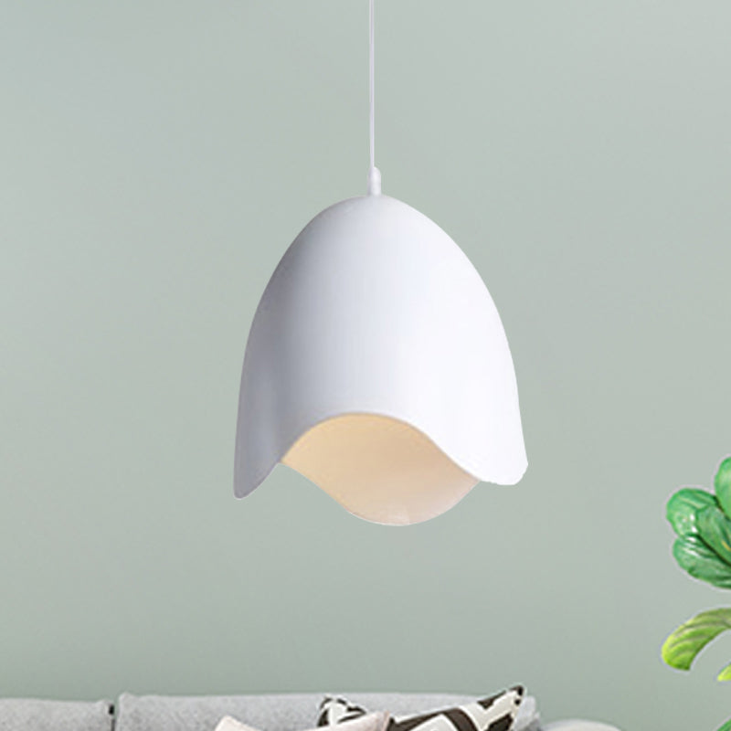Macaron Metal Pendant Light - 9.5/12 Dia Pink/White/Blue Hanging Lamp Kit