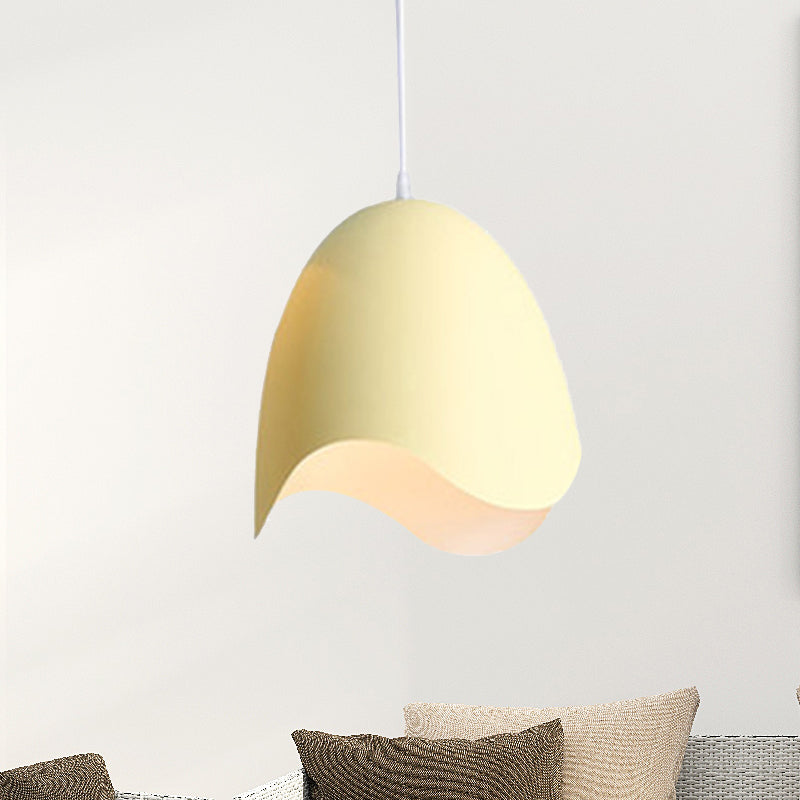 Macaron Metal Pendant Light - 9.5/12 Dia Pink/White/Blue Hanging Lamp Kit Yellow / 9.5