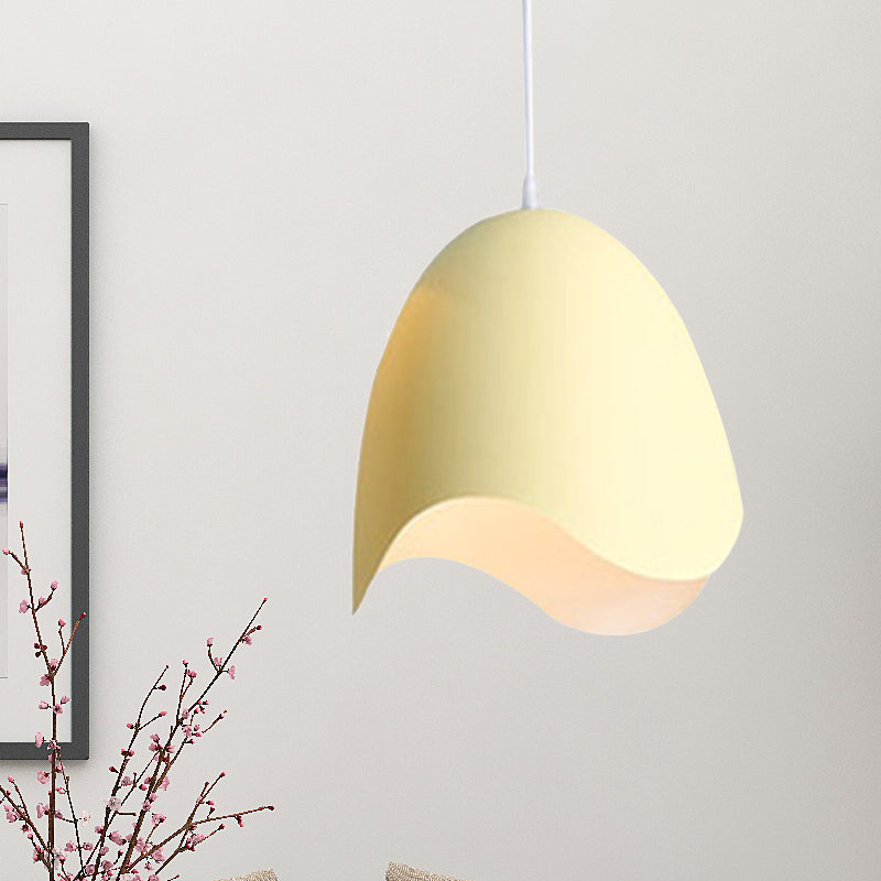 Macaron Metal Pendant Light - 9.5/12 Dia Pink/White/Blue Hanging Lamp Kit