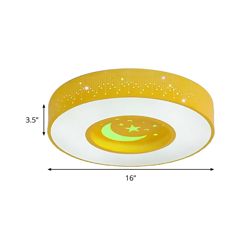 Macaron Acrylic LED Ceiling Lamp - Blue/Yellow/Green, 16"/19.5"/23.5" Round Flush Mount, Bedroom Lighting