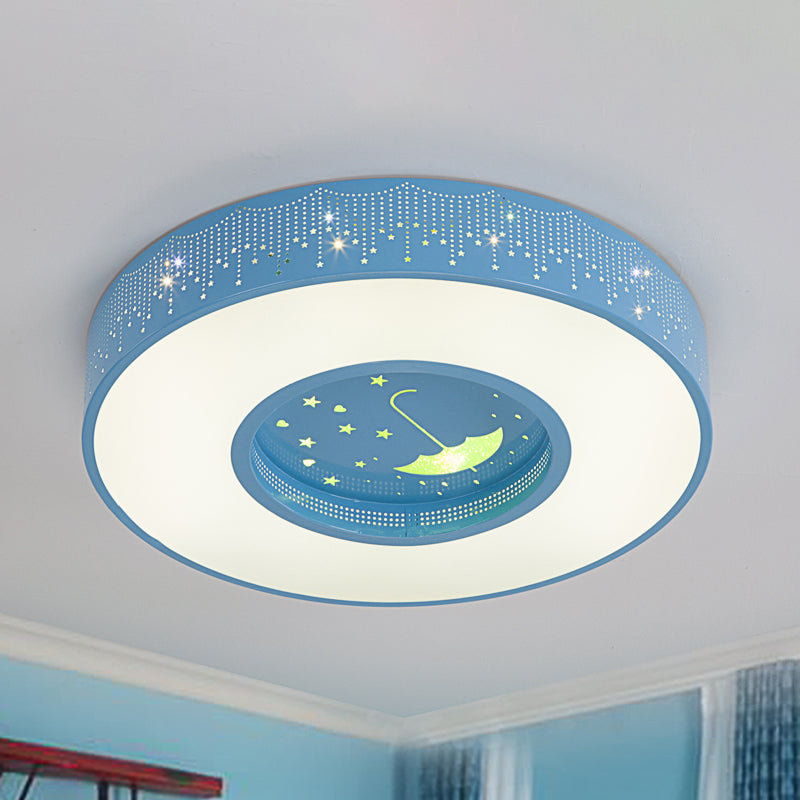 Macaron Acrylic LED Ceiling Lamp - Blue/Yellow/Green, 16"/19.5"/23.5" Round Flush Mount, Bedroom Lighting