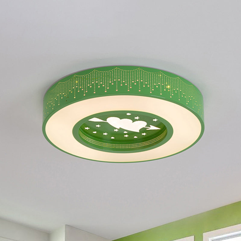 Macaron Acrylic LED Ceiling Lamp - Blue/Yellow/Green, 16"/19.5"/23.5" Round Flush Mount, Bedroom Lighting
