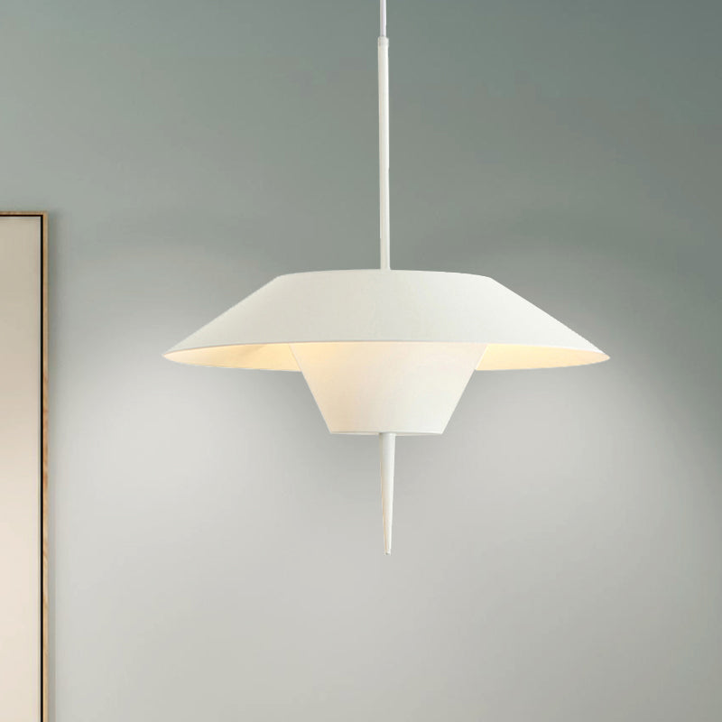 Modern Grey/White/Pink Cone Ceiling Light With Inverted Conical Insert - Metal Drop Pendant 12/16W