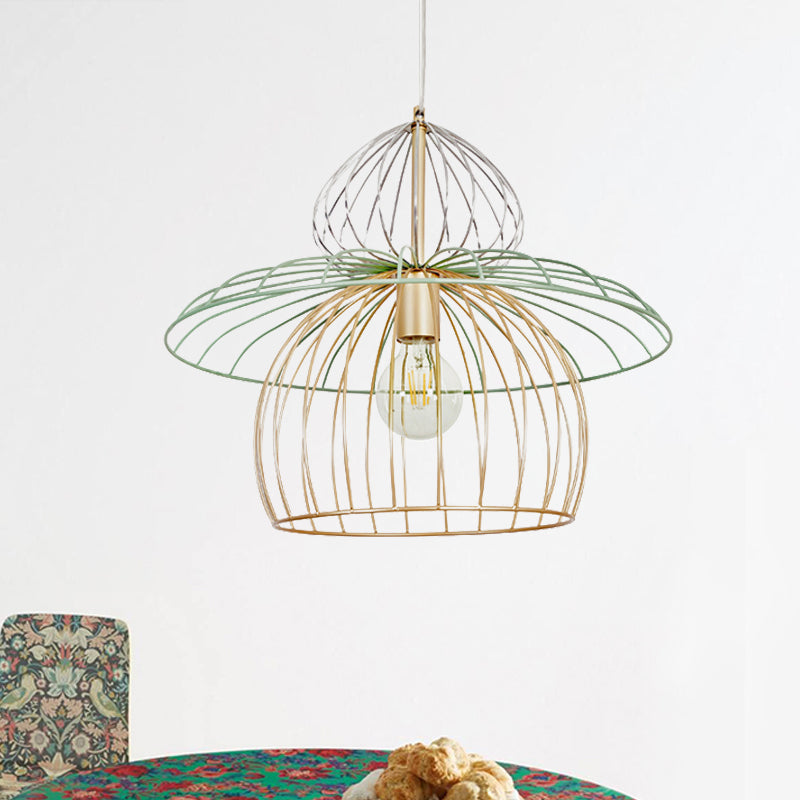 Gold Metal Wire Cage Pendant Light for Dining Room - Nordic Simple Style