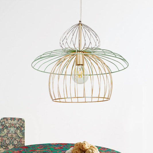 Gold Metal Wire Cage Pendant Light for Dining Room - Nordic Simple Style