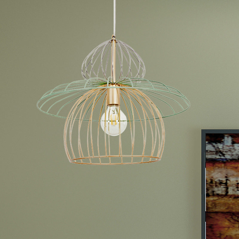 Gold Metal Wire Cage Pendant Light for Dining Room - Nordic Simple Style