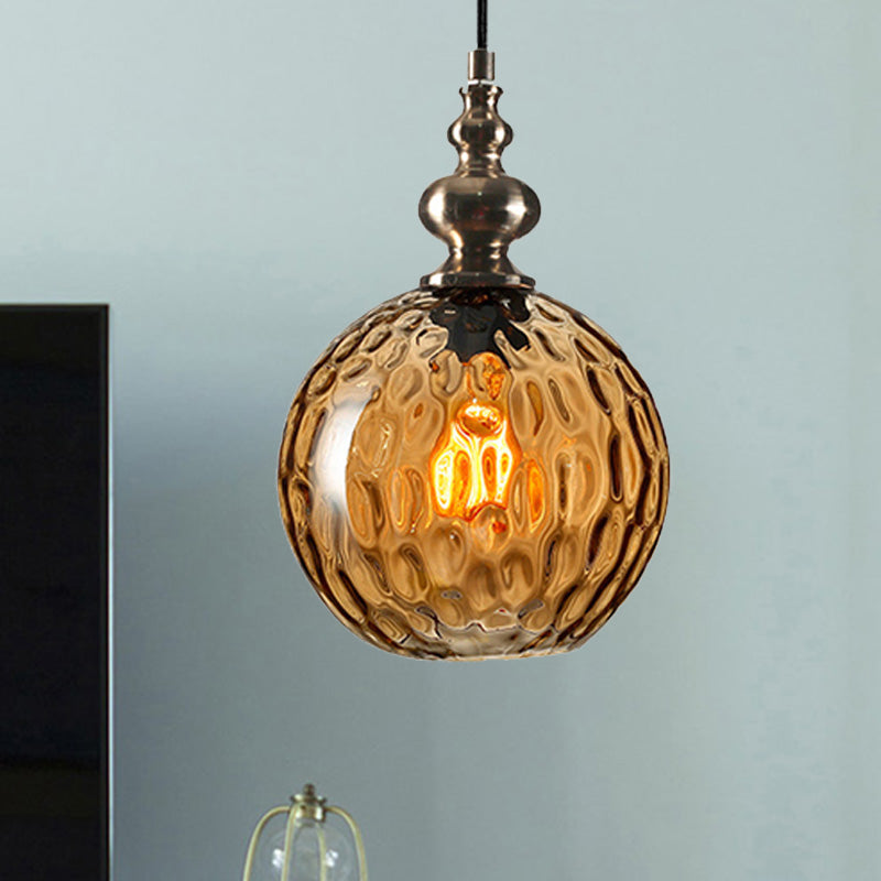 Lampe suspendue moderne et élégante en verre alvéolé gris fumé/transparent - Abat-jour Global de 8"/10" de large pour le salon