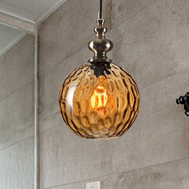 Lampe suspendue moderne et élégante en verre alvéolé gris fumé/transparent - Abat-jour Global de 8"/10" de large pour le salon