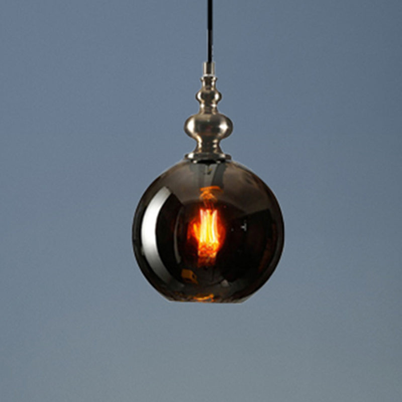 Lampe suspendue moderne et élégante en verre alvéolé gris fumé/transparent - Abat-jour Global de 8"/10" de large pour le salon
