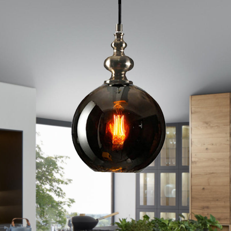 Lampe suspendue moderne et élégante en verre alvéolé gris fumé/transparent - Abat-jour Global de 8"/10" de large pour le salon