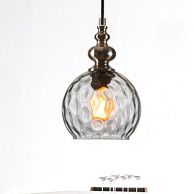 Lampe suspendue moderne et élégante en verre alvéolé gris fumé/transparent - Abat-jour Global de 8"/10" de large pour le salon