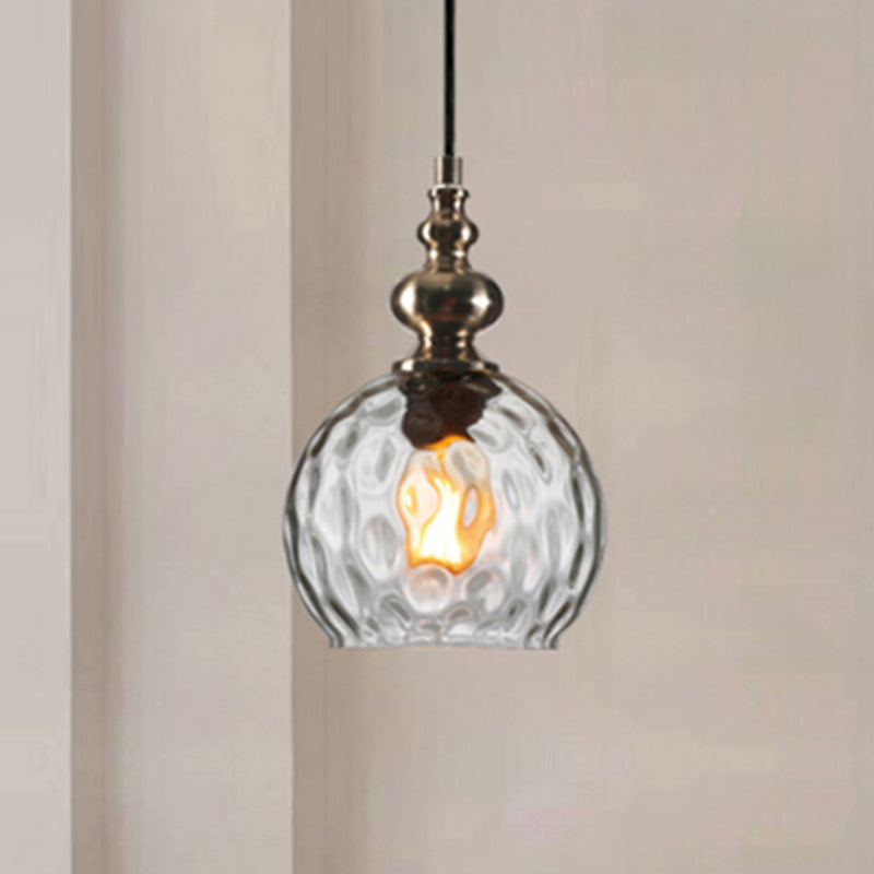 Lampe suspendue moderne et élégante en verre alvéolé gris fumé/transparent - Abat-jour Global de 8"/10" de large pour le salon