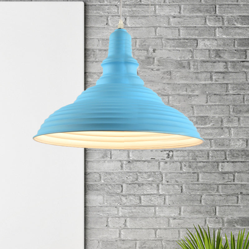 Nordic Metal Hanging Ceiling Light with Ruffle Design in Gray/Pink/Yellow for Dining Room