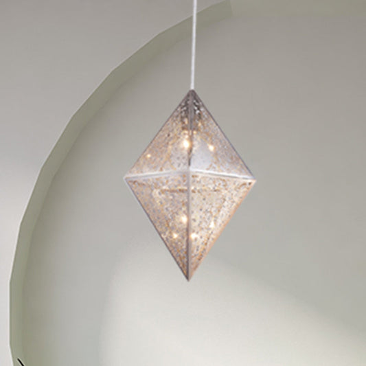 Modern Chrome Pendant Light with Diamond Metal Shade - 10"/14" Width