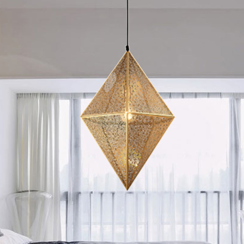 Diamond Ceiling Lighting - Post-Modern Metal Pendant Light With Wire Mesh Cage Gold/Rose Gold Finish