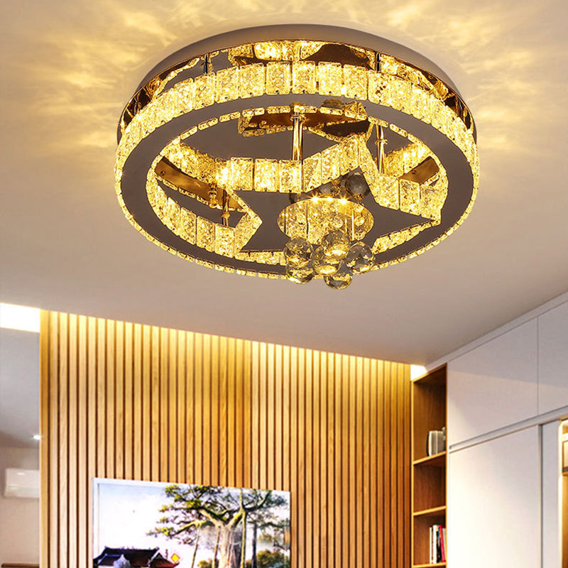 Plafonnier LED semi-encastré en cristal - Luminaire chromé de style nordique pour chambre à coucher
