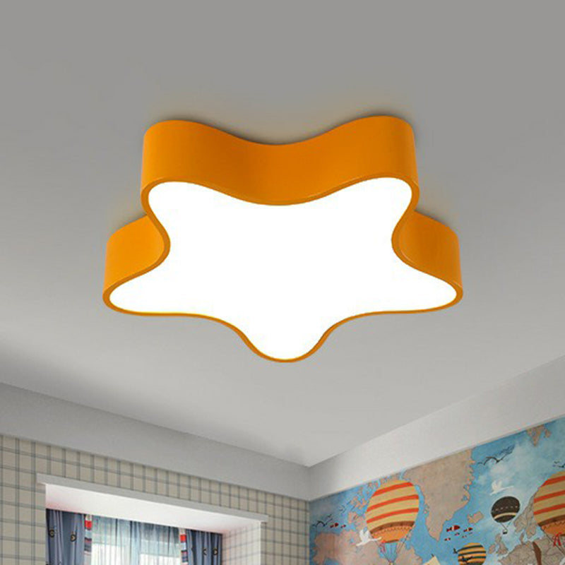 Cartoon Metal Pentacle Led Flush Mount Ceiling Light For Bedrooms Yellow / 18 White