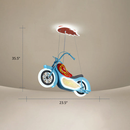 Biplane Led Chandelier: Creative Acrylic Suspension Light For Boys Room Blue