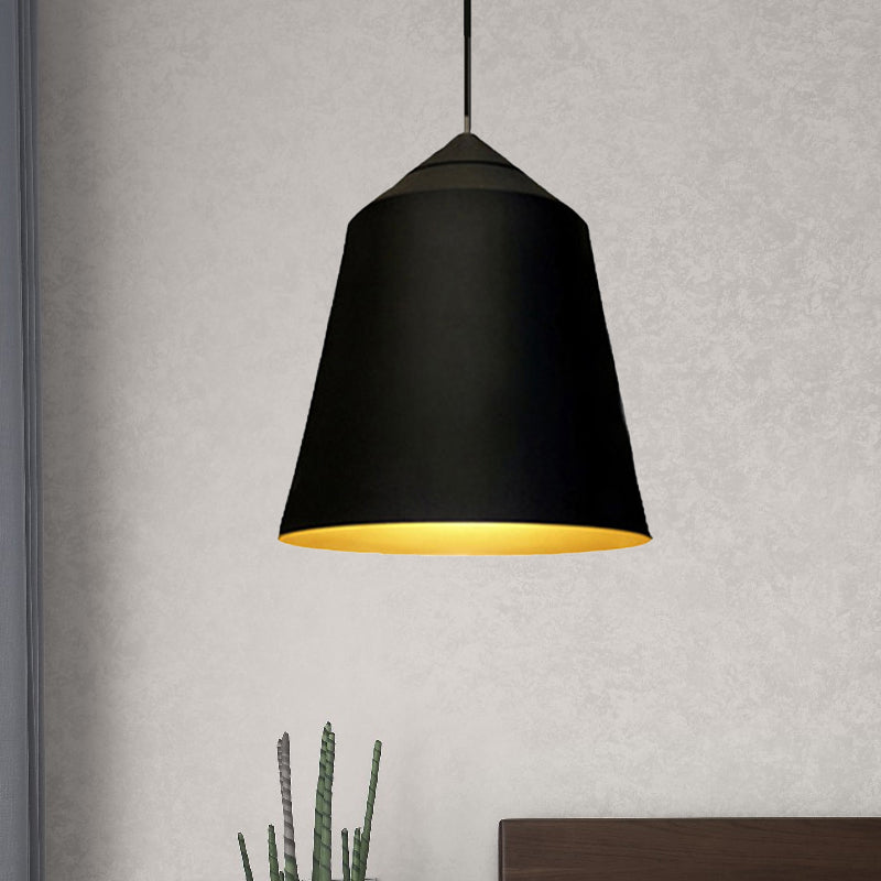 Modern Metal Bell Pendant Light - 6"/13" Wide, 1 Light, Black/White, Hanging Ceiling Lighting