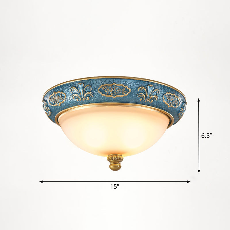 Vintage Frosted Glass Dome Flush-Mount Bedroom Ceiling Light