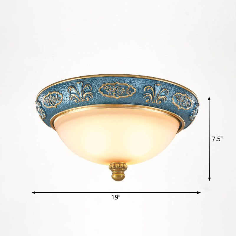 Vintage Frosted Glass Dome Flush-Mount Bedroom Ceiling Light