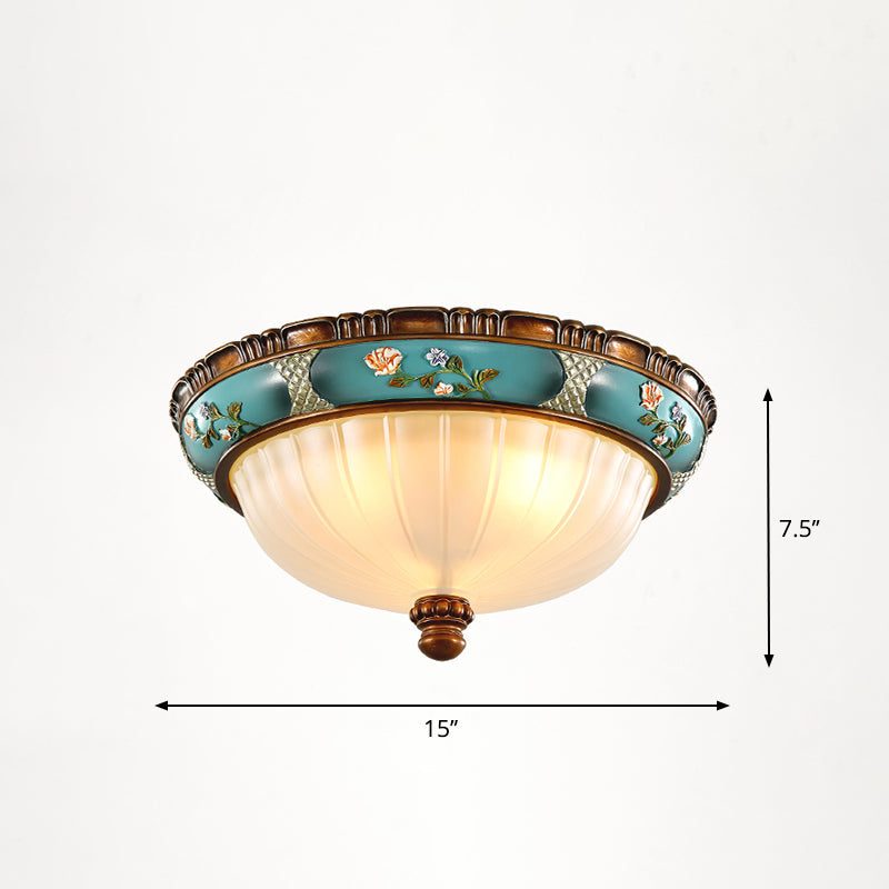 Vintage Frosted Glass Dome Flush-Mount Bedroom Ceiling Light