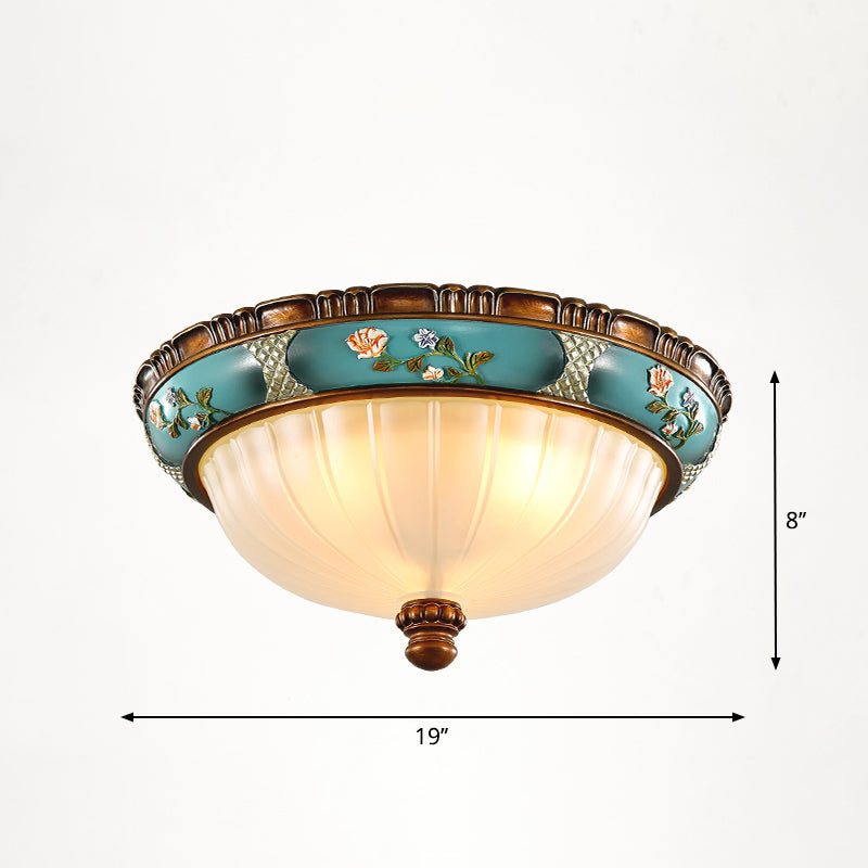 Vintage Frosted Glass Dome Flush-Mount Bedroom Ceiling Light