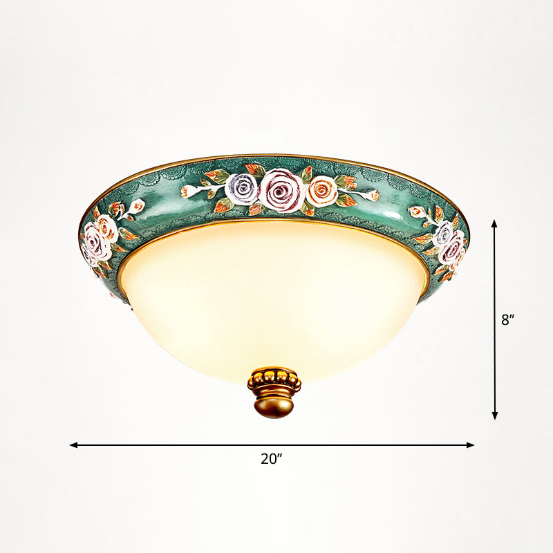 Vintage Frosted Glass Dome Flush-Mount Bedroom Ceiling Light