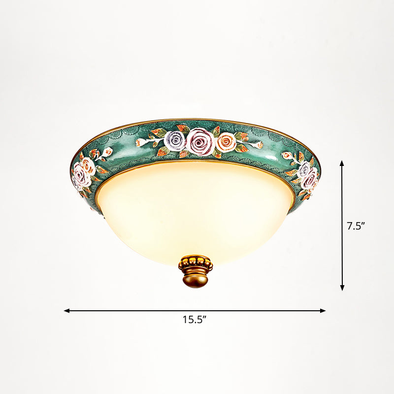 Vintage Frosted Glass Dome Flush-Mount Bedroom Ceiling Light